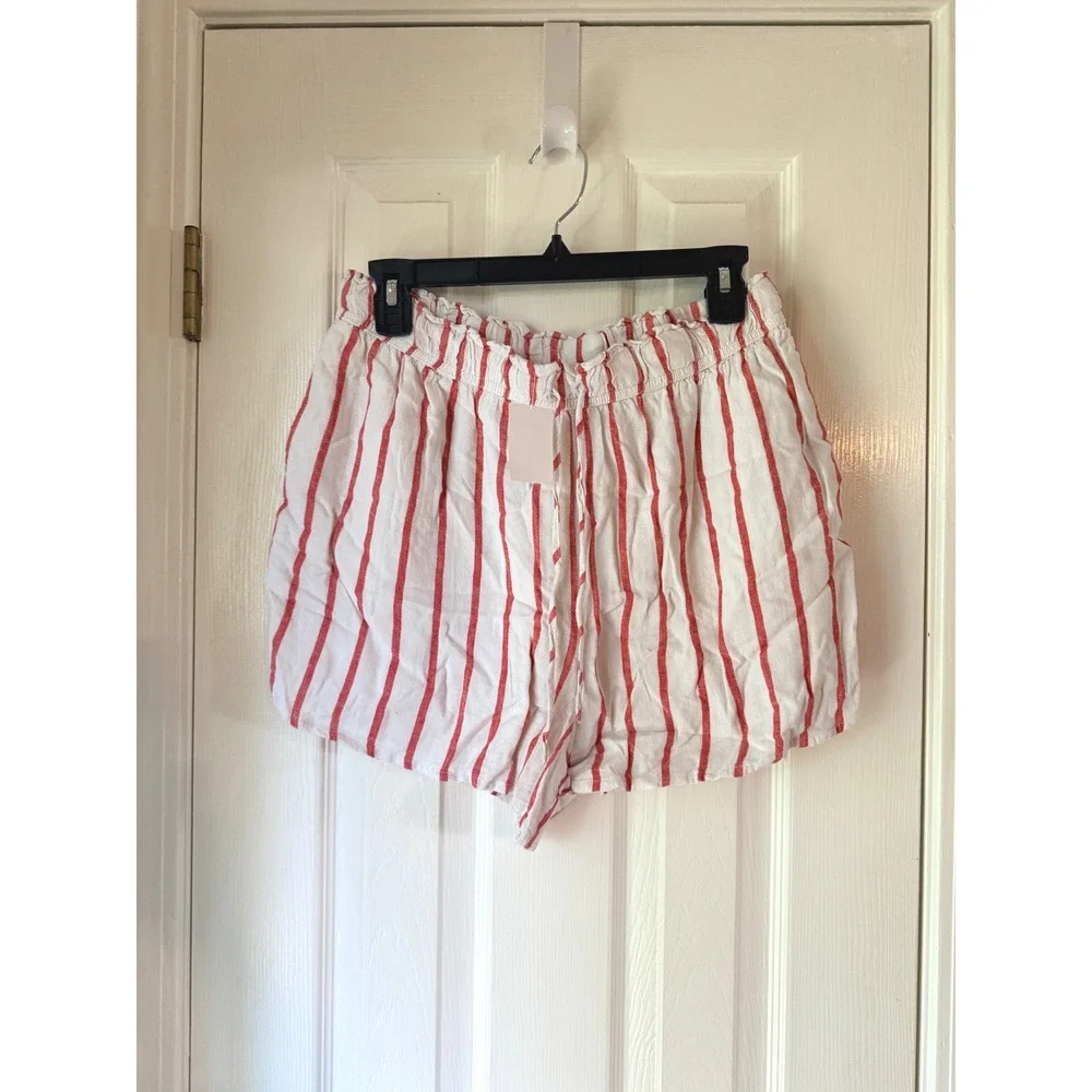 Z Supply Cabana Red White Striped Linen Blend Lined Shorts ZS252717BM Large